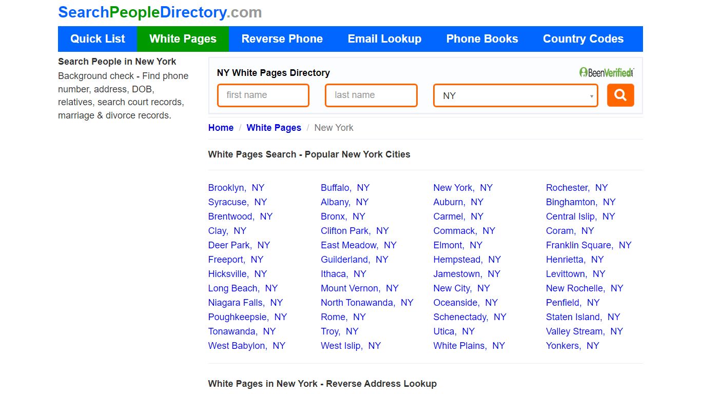 White Pages in New York, Find a Person, Local Directory